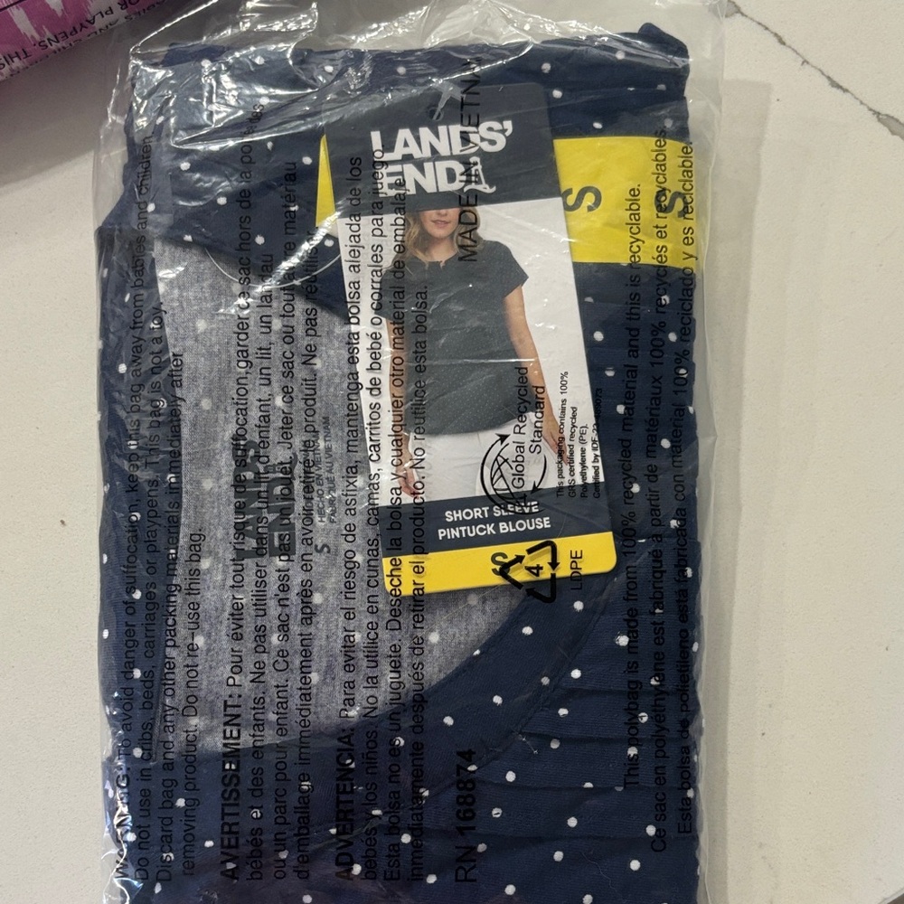 Lands' End Women's Navy Polka Dot Jeans
